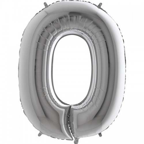 Balão Número 0 Prateado